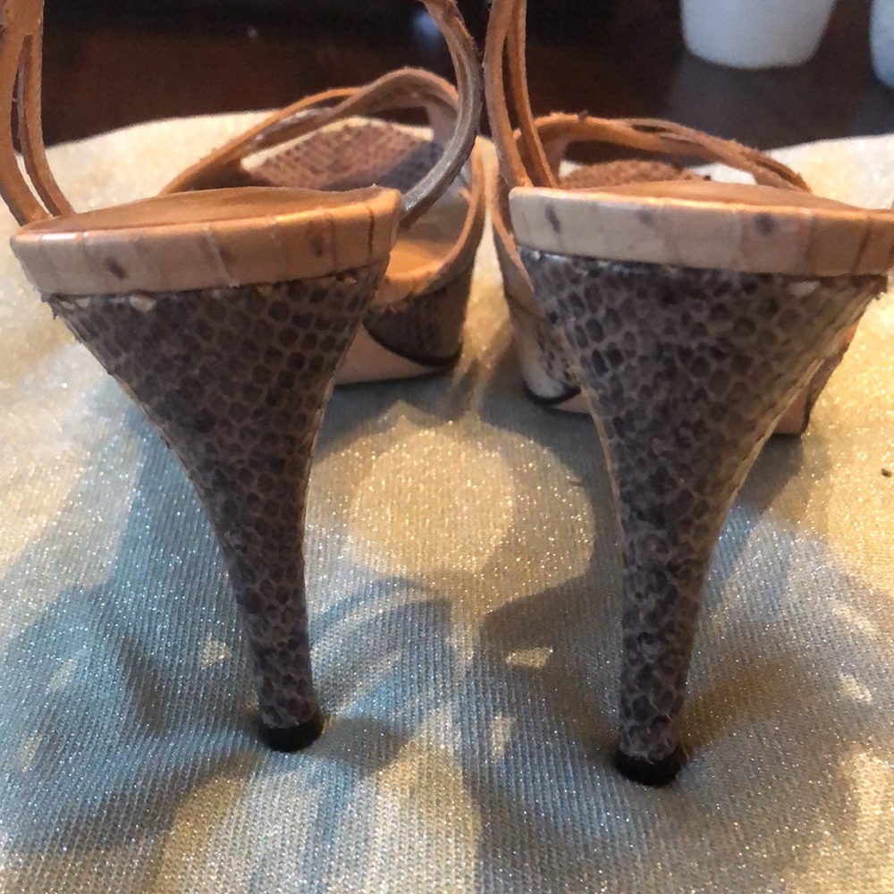 Stuart Weitzman Snake Python Ankle Strap Platform… - image 6